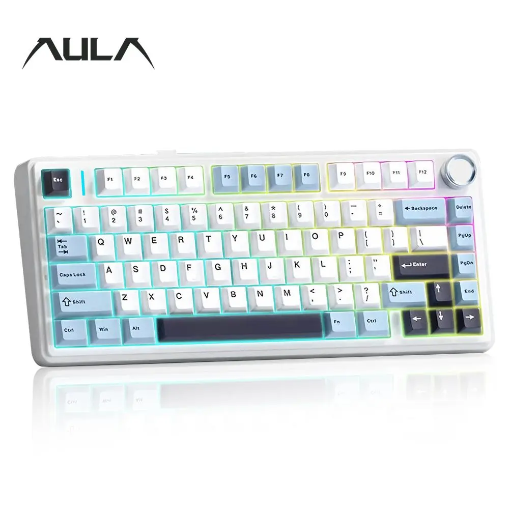 AULA F75 Mechanical Keyboard, RGB Backlight Gaming Keyboard, Durable Ergonomic Design Mechanical Keyboard for Office & Home, Gifts for Gamers, Wireless Connectivity