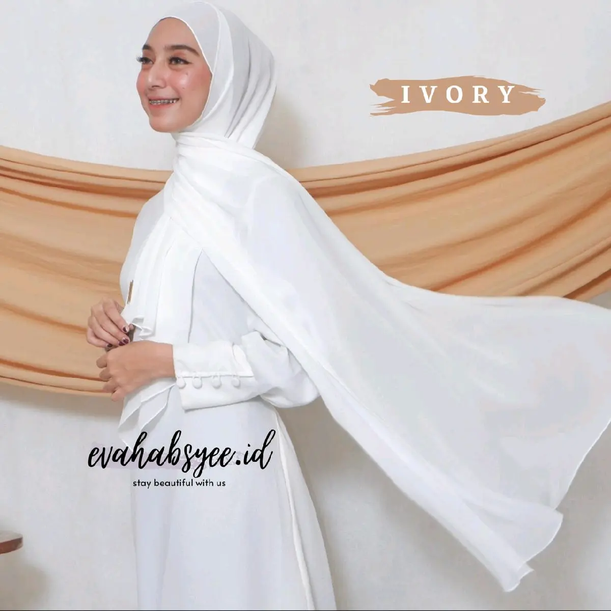 Pashmina Putih tulang ivory pashmina putih bersih pashmina putih bendera