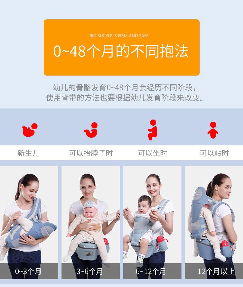 Product Introduction of In Stock Baby Outing Straps Free Hands Baby Carrier in Stock Baby Outing Straps Free Hands Baby Carrier Baby Straps Back Multifunctional Waist Stool Horizontal Holding Style Storage Baby Stool 13