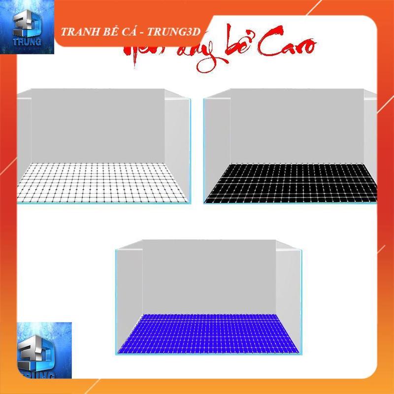 Tranh hồ cá 3D Trang Trí Dán Đáy Bể Cá Hình Ô Cờ Caro Đen Trắng