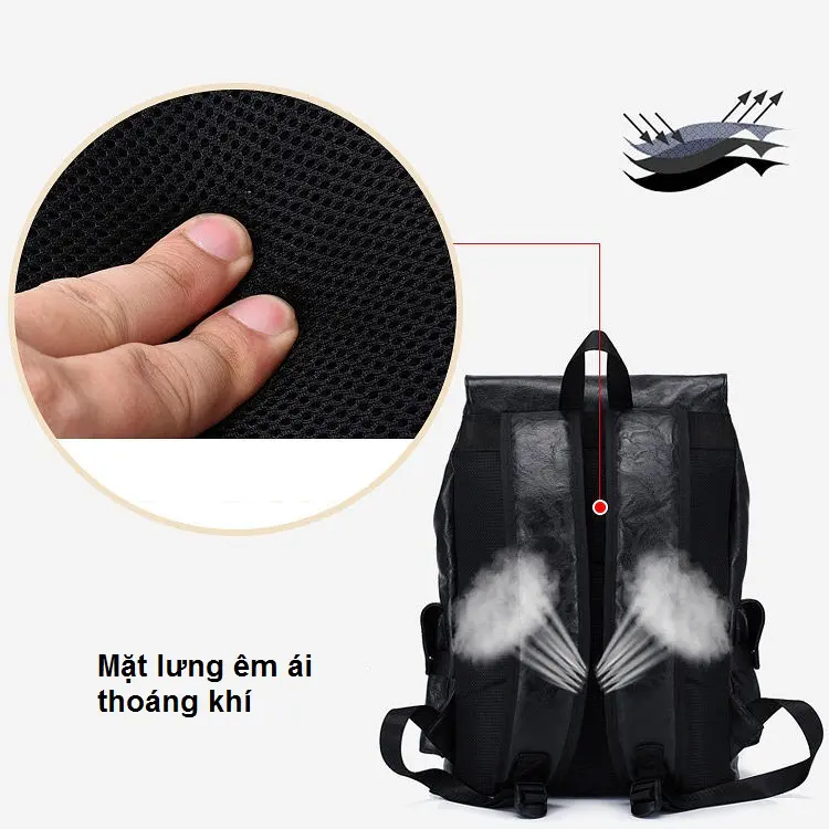 BaloHome Balo da nam thời trang, balo nam chất da dày đẹp, vừa laptop 15,6inch phù hợp đi làm, đi học 3