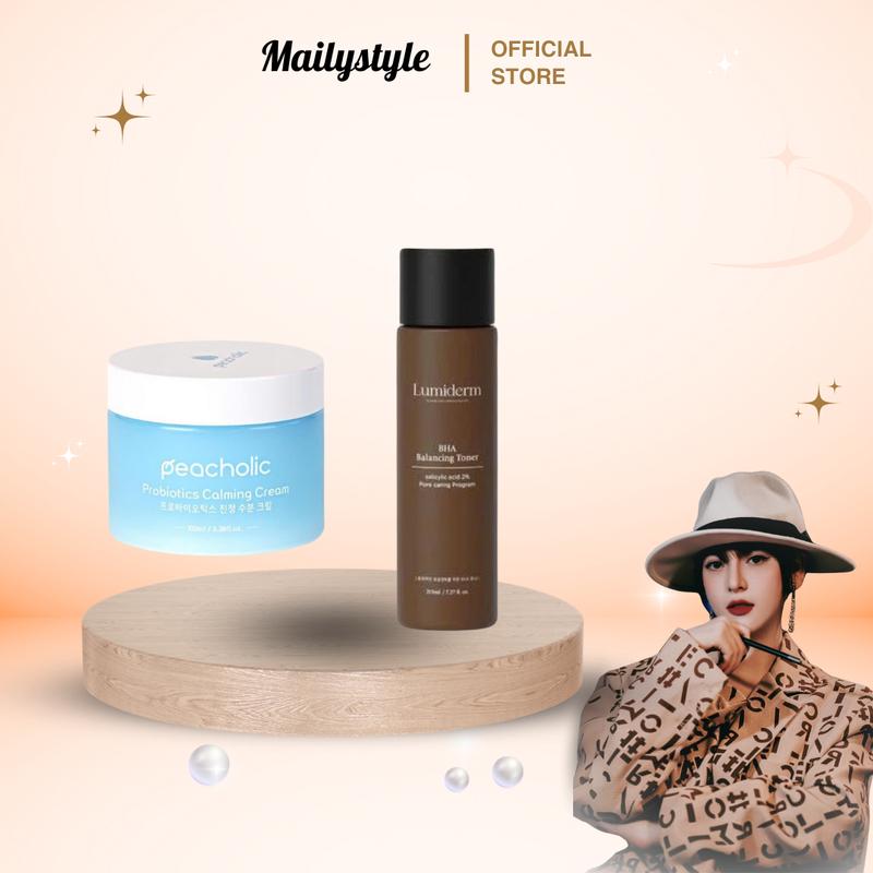  S14_ Combo  date t8-T10 2025  1 chai Toner BHA 2% Hỗ Trợ Làm Sạch Sâu Lumiderm 215ml  M85 + 1 hũ kem dưỡng ngải cứu Peacholic  M45  