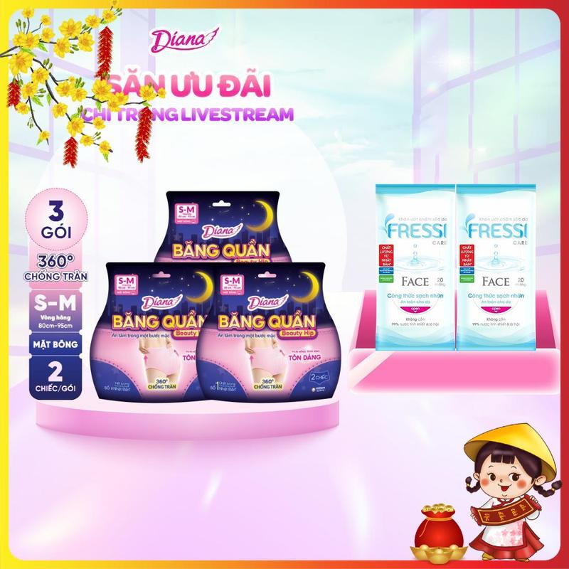   CFV   COMBO 3-TẶNG 2 FRESSI FACE 20  Diana Băng Quần Beauty Hip size S-M M-L L-XL 2 miếng gói 