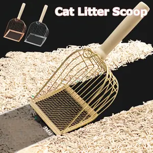 AimayaPet Sekop Pasir Kucing Sendok Sekop Kotoran Kucing Cat Litter Scoop Pasir Kucing Sendok Sampah Stainless Steel Dengan Gagang Kayu