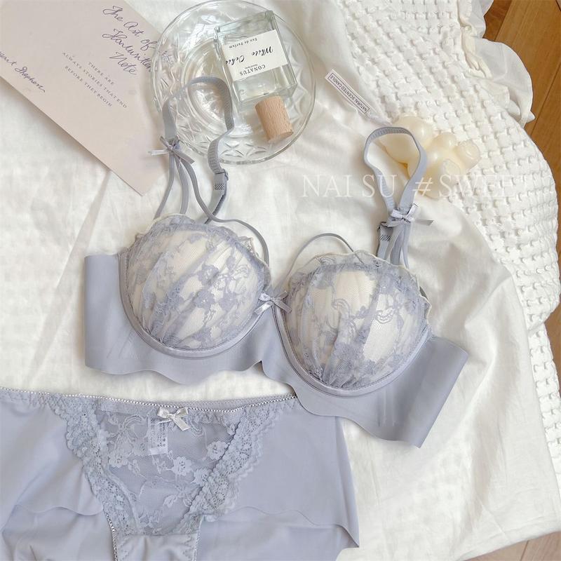 Product Introduction of Japanese Cute Style Refined and Simple Underwear Women's Small Chest Push up Extra Thick Lace Bra No Steel Ring Girl's Chest Support Bra 28