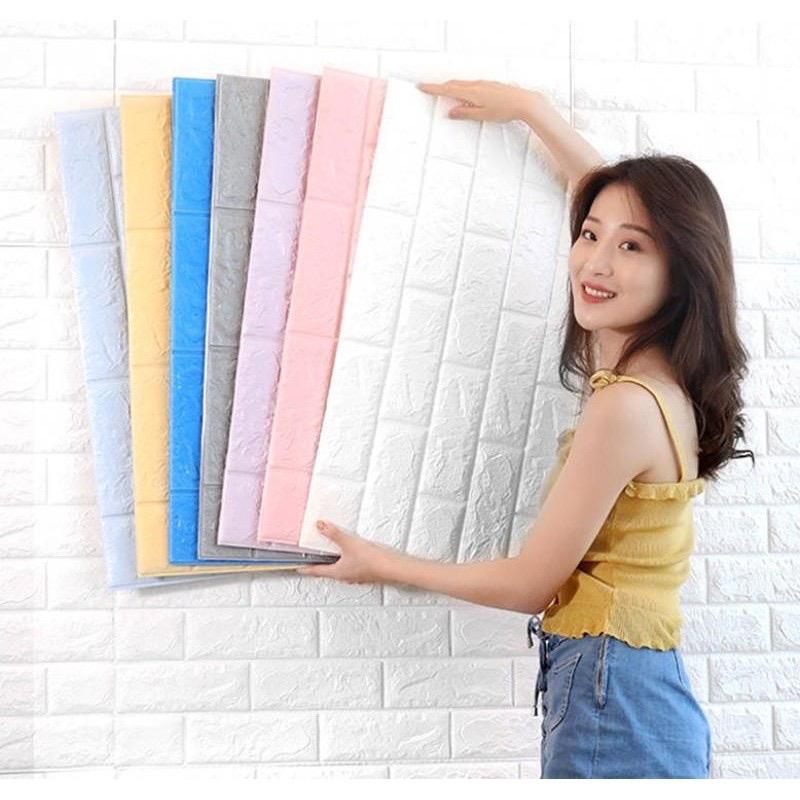 Combo 40 miếng xốp dán tường 3D KT 70-40 dày dặn, keo chắc. vn phòng tắm