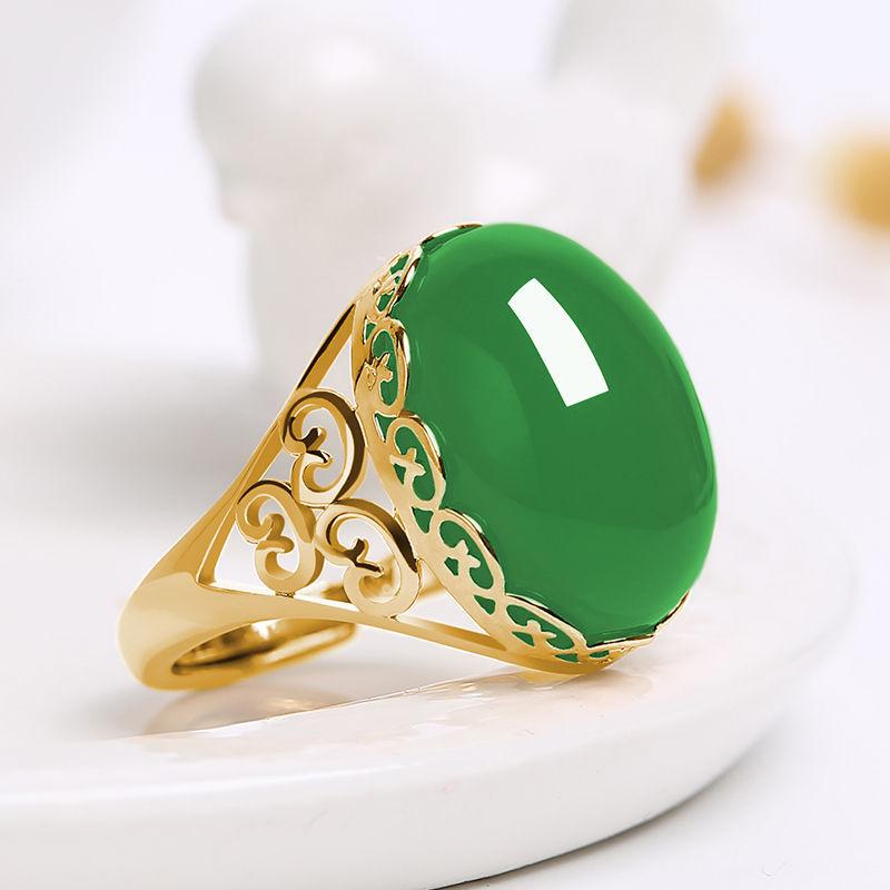 Product Introduction of 2024 new ethnic style ring temperament ring with red and green opening for women 2