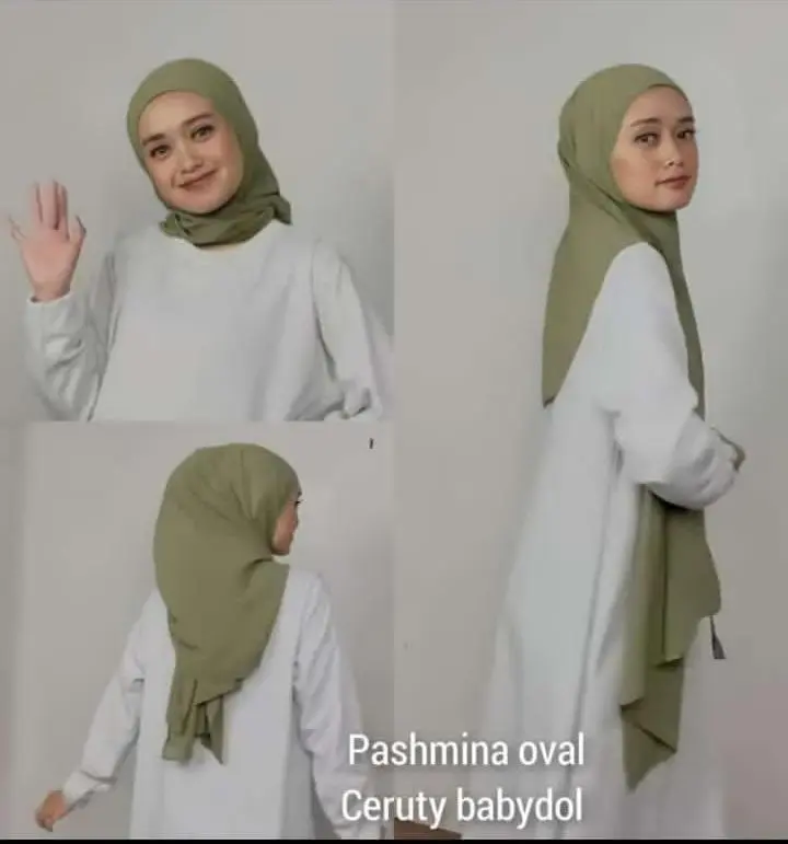 Pashmina Oval Curve Ceruty Babydoll Panjang Muslim Jilbab Wanita Kerudung Syal 0