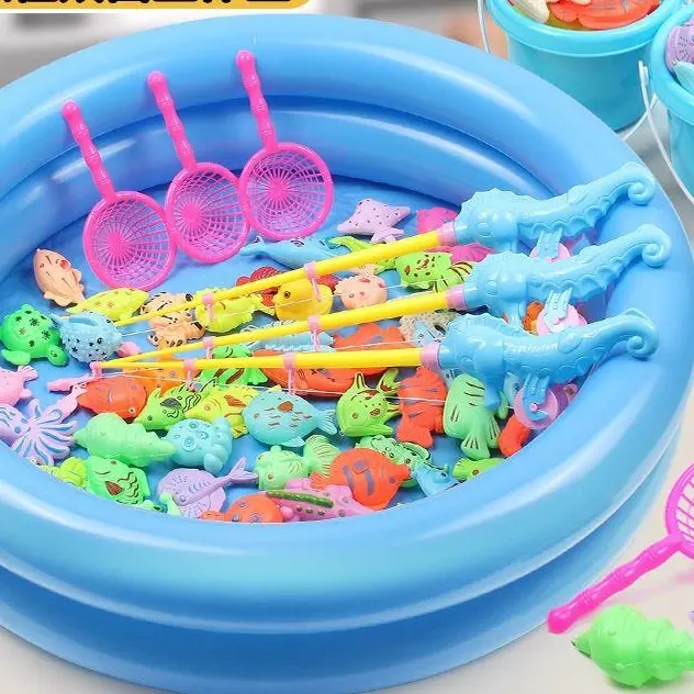 MAINAN MANDI PANCINGAN IKAN MAGNET & KOLAM 1 SET 40PCS 41PCS 50PCS MAINAN ANAK FUN BAHAN Plastik
