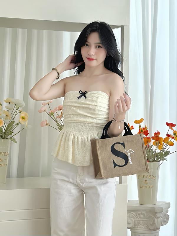 Túi Cói Vintage họa tiết, Túi đay CAO CẤP LOẠI 1 xinh xắn, túi xách nữ du lịch 3