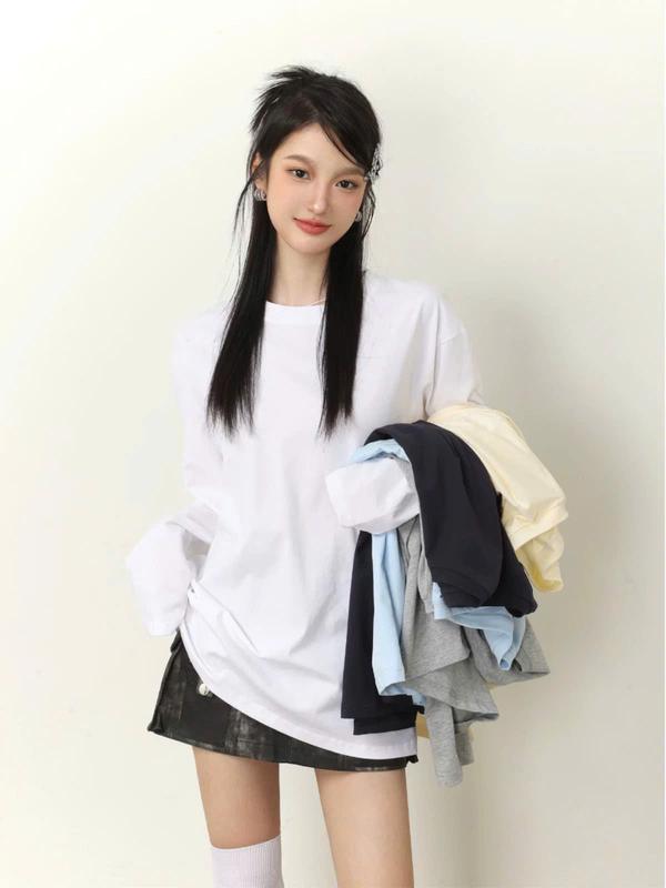 ÁO THUN TAY DÀI UNISEX NAM NỮ FULL MÀU BASIC TRƠN OVERSIZE <72KG CHẤT LIỆU COTTON MỀM MỊN THOÁNG MÁT DỄ PHỐI ĐỒ TD241001 Top Nữ Women Sò Cổ Tròn