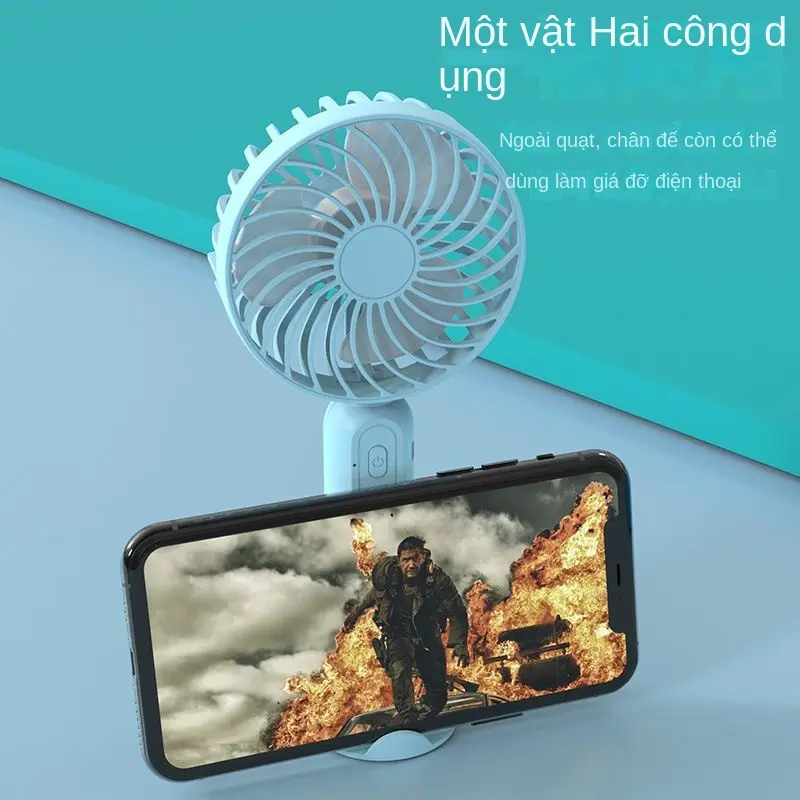 Pin 12000mAh-KHANHLY Quạt cầm tay tích điện màn hình LED di động mini có thể gập lại Phụ Kiện