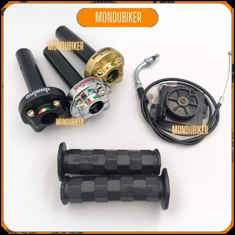 Combo Cùm tăng tốc DOMINO và cục chuyển ga kèm bao tay daytona cho xe điện Cao Su Phụ Tùng Phụ Kiện