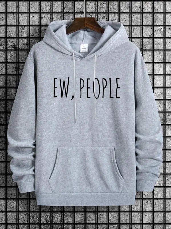 Unisex Men's Letter Print Essentials Hoodie, Regular Fit Casual Streetwear Drawstring Pocket Hooded Sweatshirt, Hoodies for Men, Men's Tops for Spring & Fall, Tall Clothing Women, Men's Clothing 8