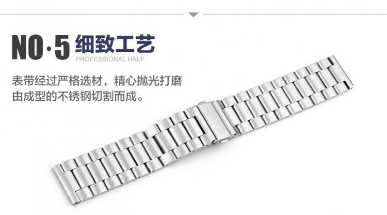 Product Introduction of 304 stainless steel watch band 16mm 18mm 2mm 22mm 24mm black silver replacement men's watch str quick relise 14