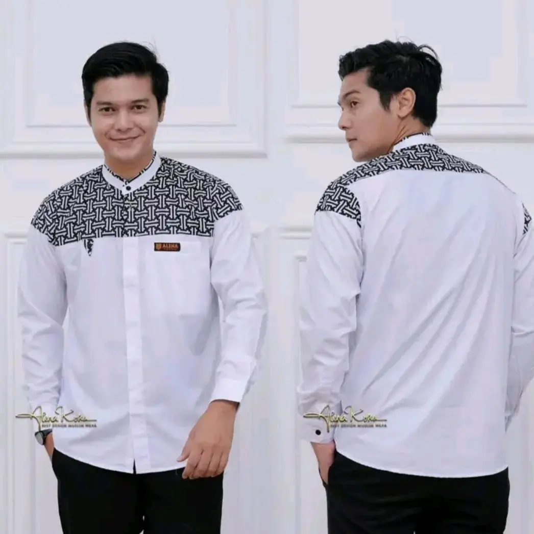 Baju Koko Lengan Panjang Dewasa Full Katun Koko Falcon Kemeja Kemko Lembut Muslim Pria Kurta Motif