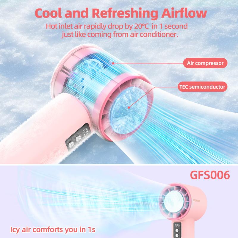 【GOOJODOQ*BO TRẦN 】Quạt sò lạnh-Sạc mini- ốp bảo vệ ngẫu nhiên GOOJODOQ 100 tốc độ gió có thể điều chỉnh màn hình kỹ thuật số cầm tay Làm lạnh và nén đá Phụ Kiện 4