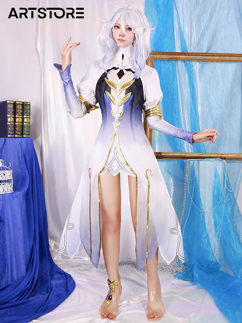 Product Introduction of Trang Phục Hóa Trang, Furina Cosplay Trò Chơi Genshinimpact Focalors, Tóc Giả Nhập Vai Trò Chơi Thần Nước Fontaine, Phim Hoạt Hình Với Đạo Cụ Anime 14