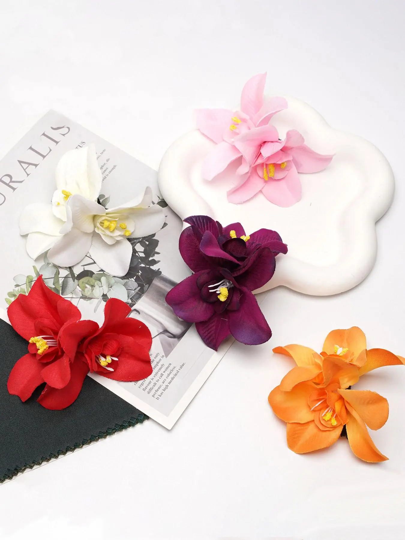 Tulip Design Hair Clips, Boho Floral Hair Clips, Flower Hair Clips for Travel, Vacation, Fashion Hair Accessories for Women & Girls