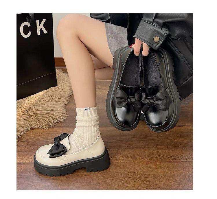 Product Introduction of Giày Da Cho Nữ, Phong Cách Anh Quốc, Bộ Sưu Tập Mùa Lò Xo 2024, Thiết Kế Mới Với Nơ Và Mũi Tròn, Đế Dày, Giày Lười Kiểu Pháp, Thời Trang 7