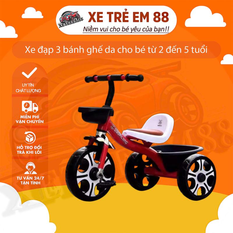 Xe đạp 3 bánh ghế da cho bé từ 2 đến 5 tuổi có giỏ Đồ Chơi KPT khong banh dap gai ngô bắp hình chòi
