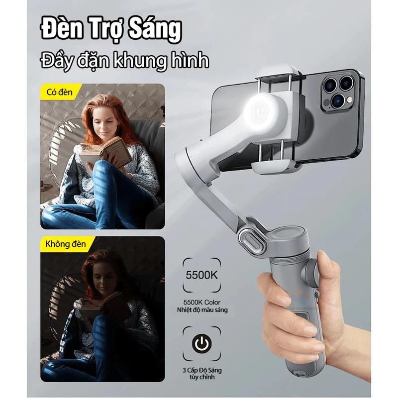 Product Introduction of AOCHUAN Gimbal Smart X Pro Gậy chống rung điện thoại tích hợp sạc dự phòng không dây, đèn led và pin dung lượng cao 4