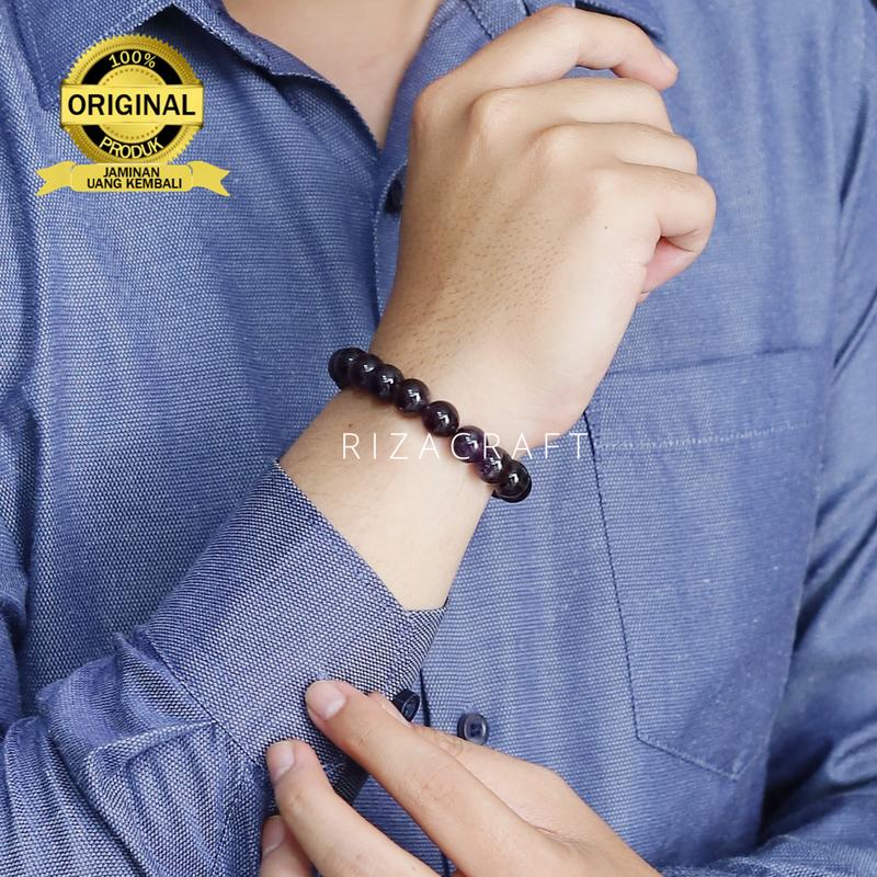 Gelang Cowok Cewek Keren Aesthetic Batu Alam Kristal Amethyst Kecubung ASLI Original Kalimantan 2