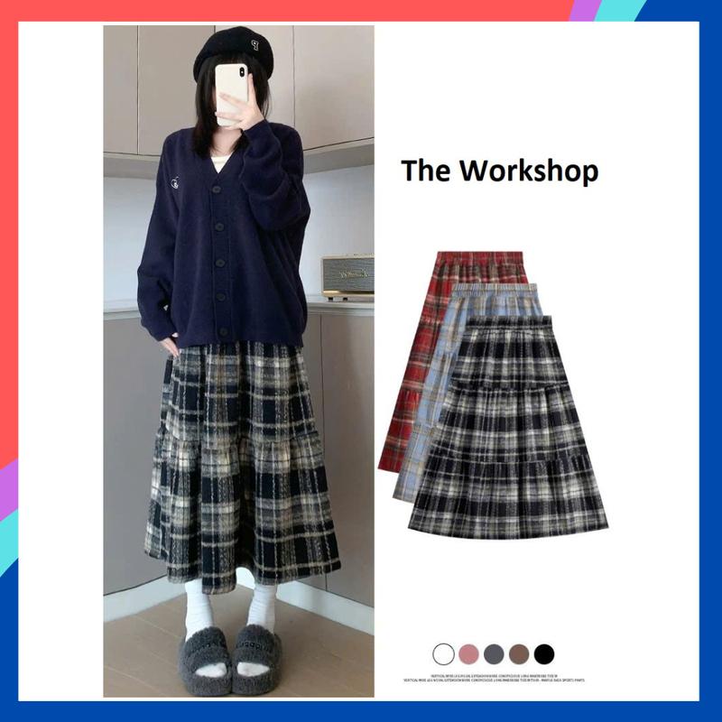 Chân Váy Nữ Dáng Chữ A Lưng Cao Họa Tiết Sọc Caro Phong Cách mori Cổ Điển Thời Trang Thu Đông Cho Nữ CV69