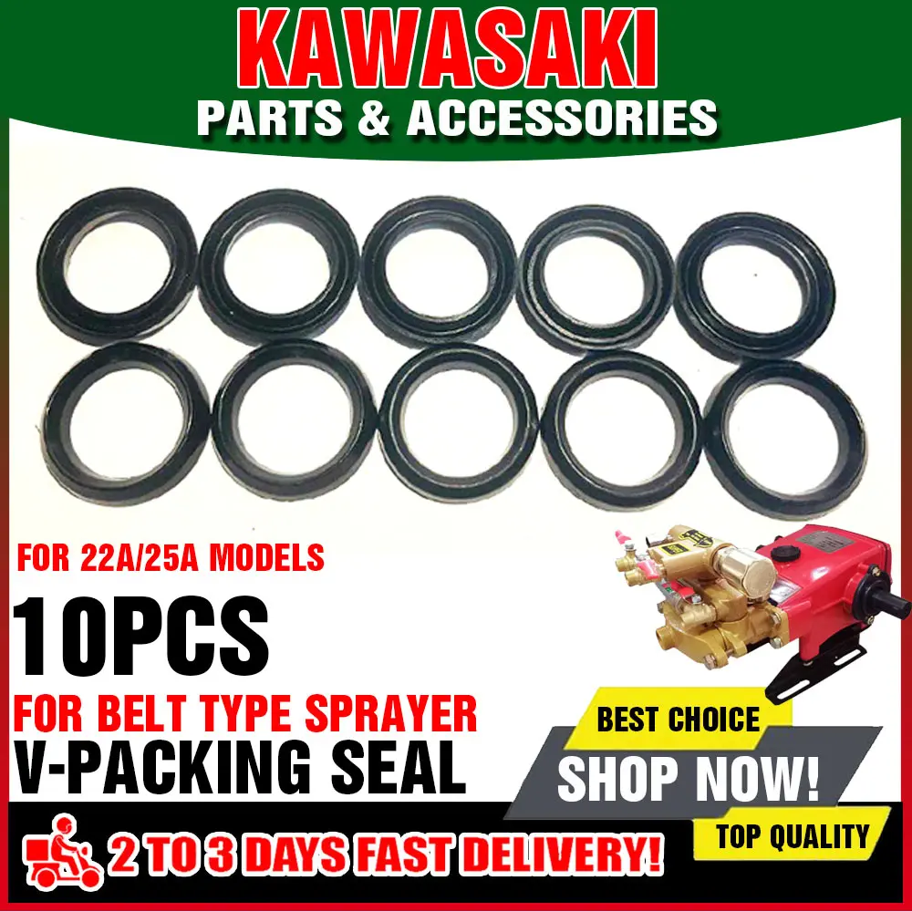 10PCS V Packing / V-Packing Gaskets Repair Rubbers Oring for Belt Type Power Sprayer Pressure Washer Compatible with Kawasaki 22A 25A Models