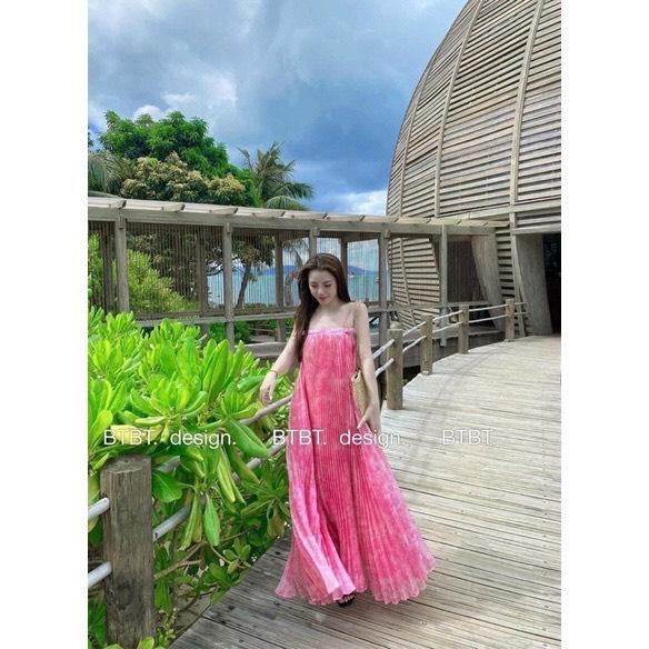 Đầm maxi loang hai màu đi biển 1
