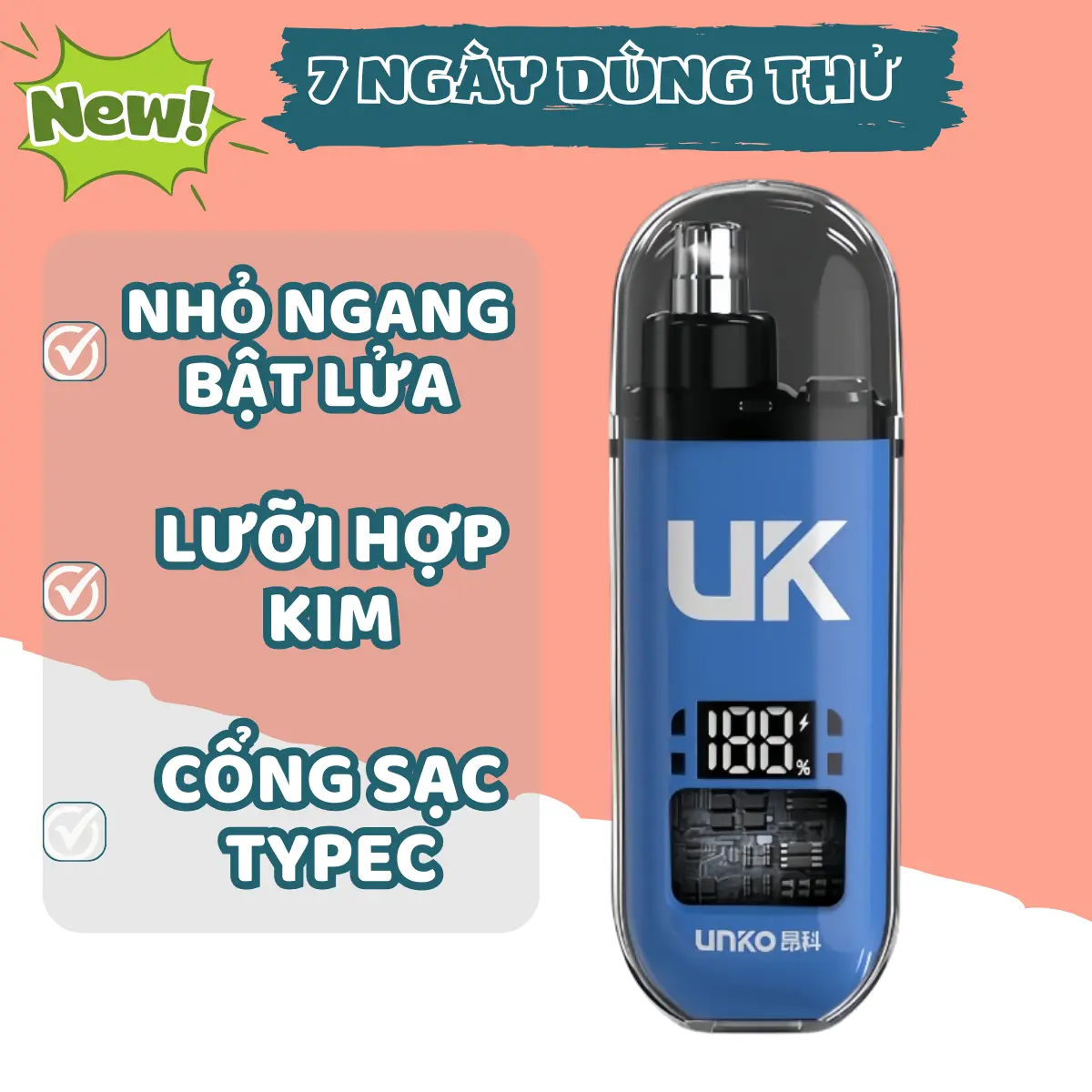 Máy cắt tỉa lông mũi điện mini KONKA, UK thuận tiện mang đi du lịch công tác