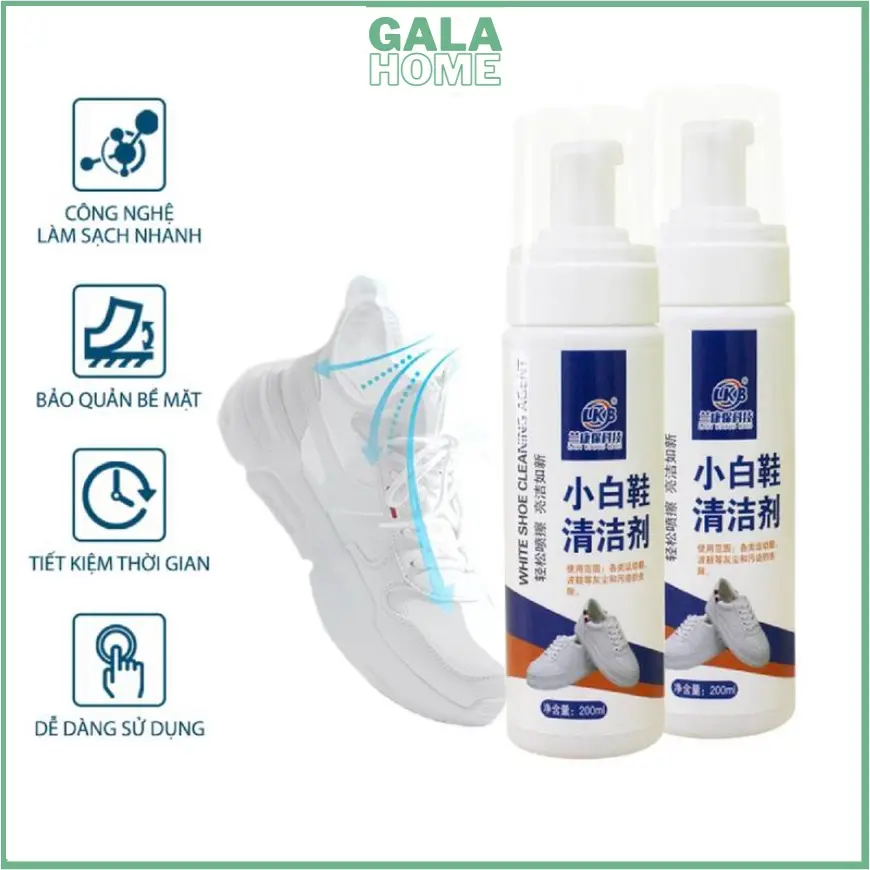 Chai Xịt Bọt Vệ Sinh Sạch Giày Sneaker Không Cần Giặt, Kèm Bàn Chải Và Khăn Lau GALA HOME