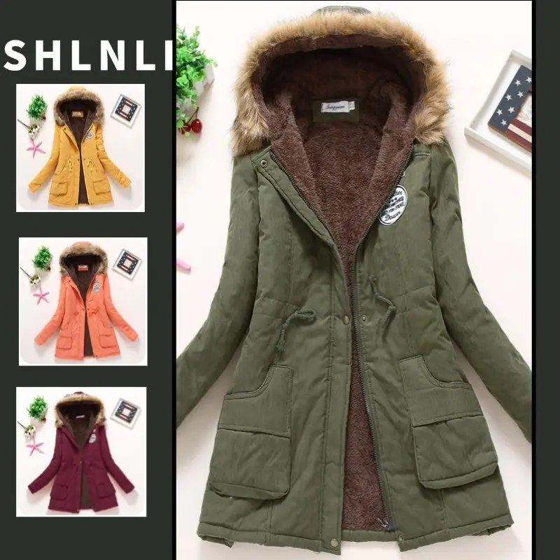 Autumn and Winter Women's Long Cotton Jacket