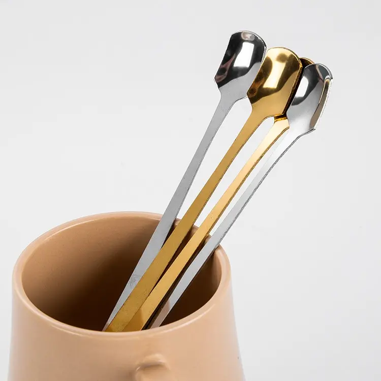 Sendok Gagang Panjang Stainless Steel | Sendok Aduk Es Krim / Teh / Kopi | Sendok Makanan Penutup 3