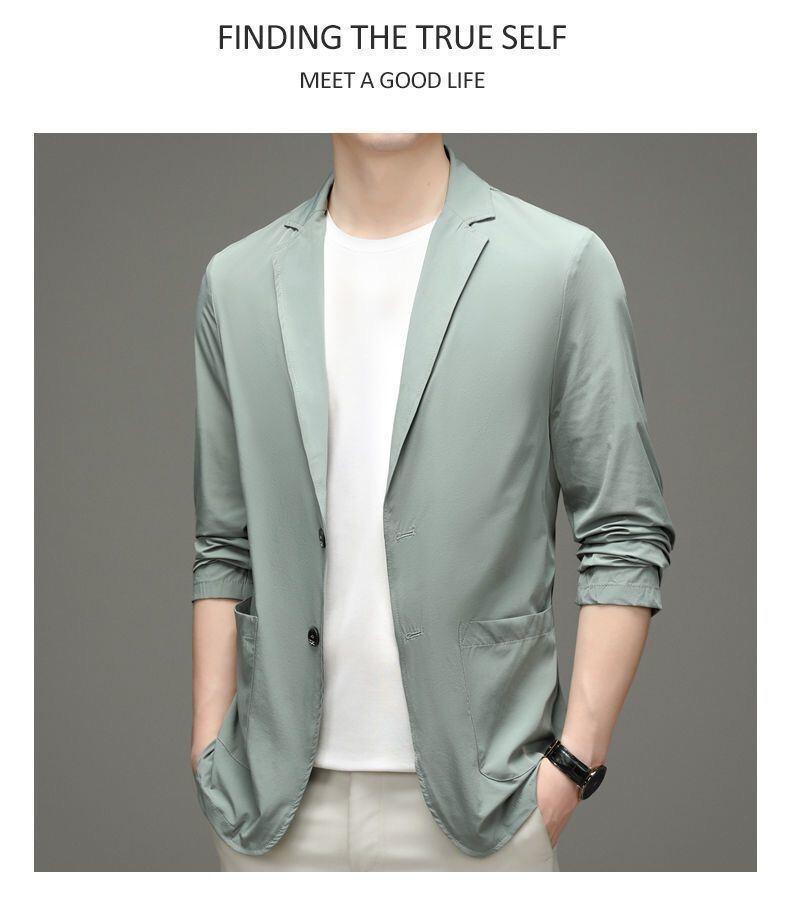 Product Introduction of Thin, loose men's suit for summer. Sun Protection Coat Ice Silk Casual Business Style Sun Protection Coat for Men 6