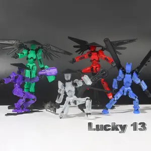 DIY Dummy 13 Articulated Action Figure /Lucky 13 Action Figure Manekin Cetak 3D Dengan /Bentuk Gerakan Sendi DIY / Dummy 3D Joint Movable Action Figurines Lucky 13 Multi-sendi Bergerak Robot / Action Figure 3D Robot bisa Berpose & Gaya
