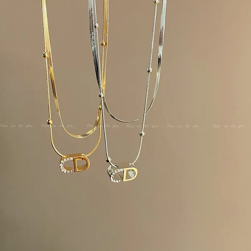 Fashion Simple Double-Layer CD Letter Necklace