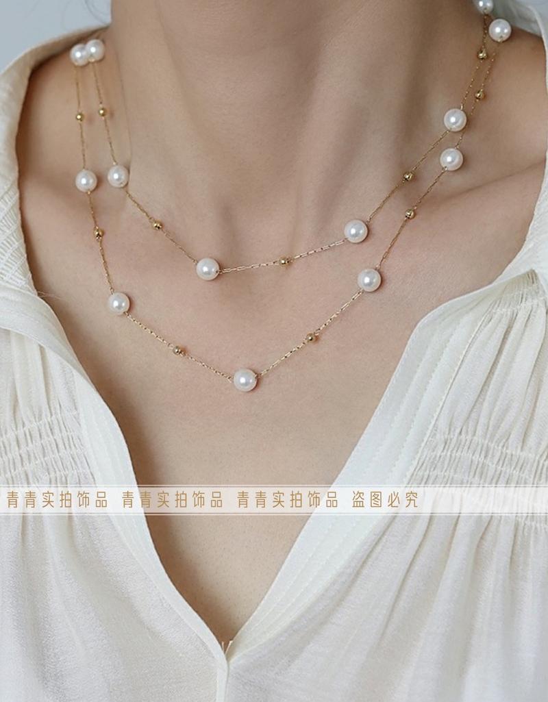 Product Introduction of 2024 [Titanium Steel Does Not Fade] Strong Light Feeling Starry Sky Shell Pearls Transfer round Beads Doudou Interval Besties Necklace Gift 7