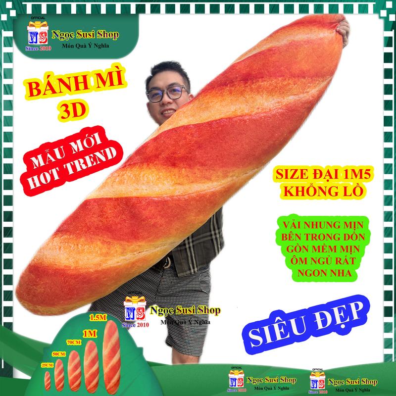 BÁNH MÌ NHỒI BÔNG 3D SIÊU TO KHỔNG LỒ - GỐI ÔM HÌNH BÁNH MÌ 3D RẤT NHẸ - GIAO NHANH Thú Bông Thú Nhồi Bông Đồ Chơi Toy Phát Nhạc