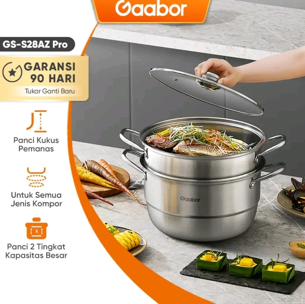 Nuna Gaabor panci kukusan 2 in 1 Stainless Steel Food Grade Steammer