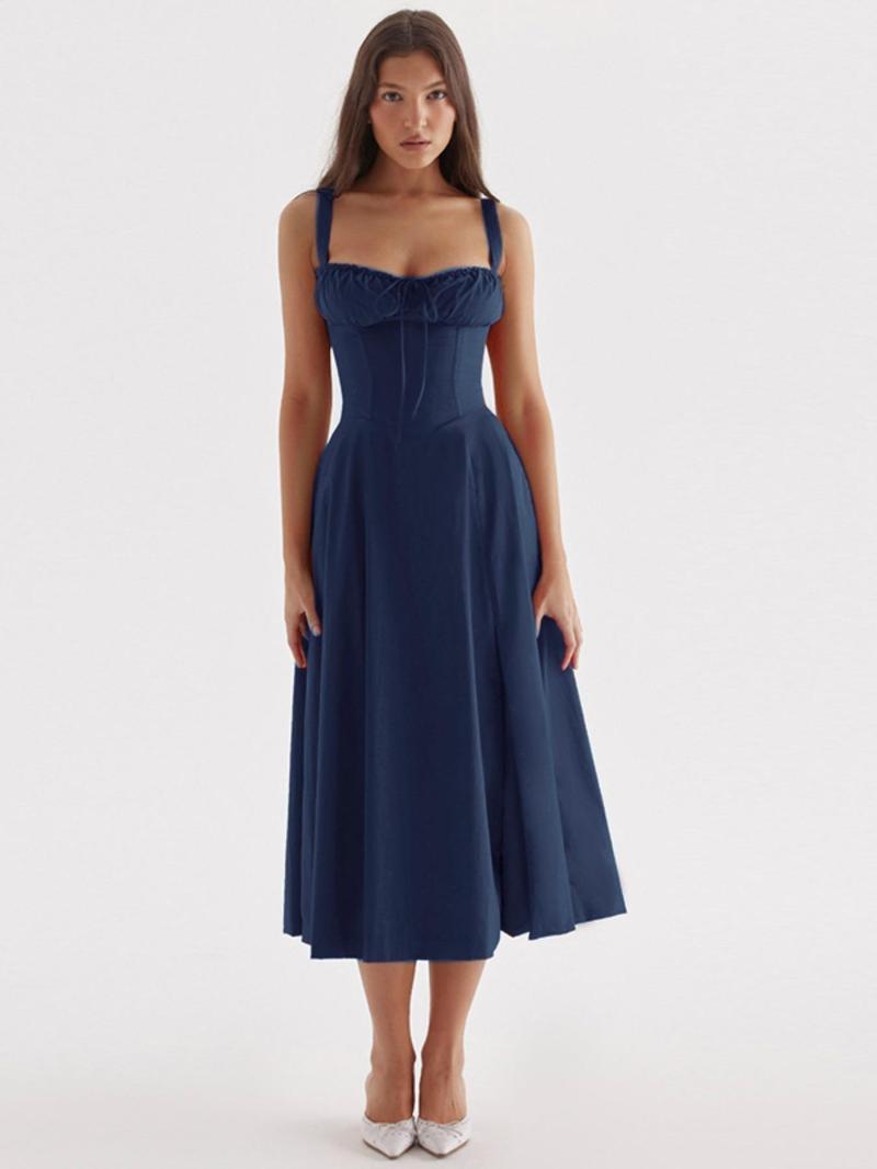 Product Introduction of Women's Solid Color Tie Shoulder Cami Dress, Casual Sleeveless A Line Dress for Spring & Fall, Women's Clothing for Daily Wear 2