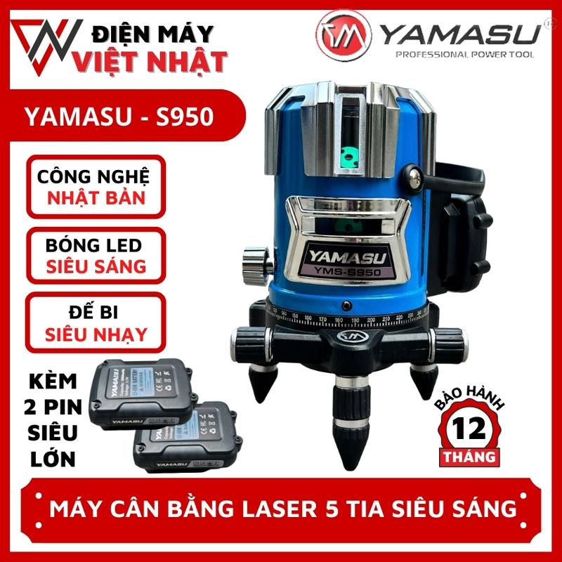 Máy cân bằng laze máy cân mực 5 tia xanh Yamasu YMS -S950 dùng ngoài trời,điều khiển từ xa 2 pin dung lượng lớn mẫu mới