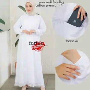 Gamis umroh/haji putih dan hitam grosir Katun Muslim Wanita Baju Dress Panjang Dewasa Panjang Dewasa