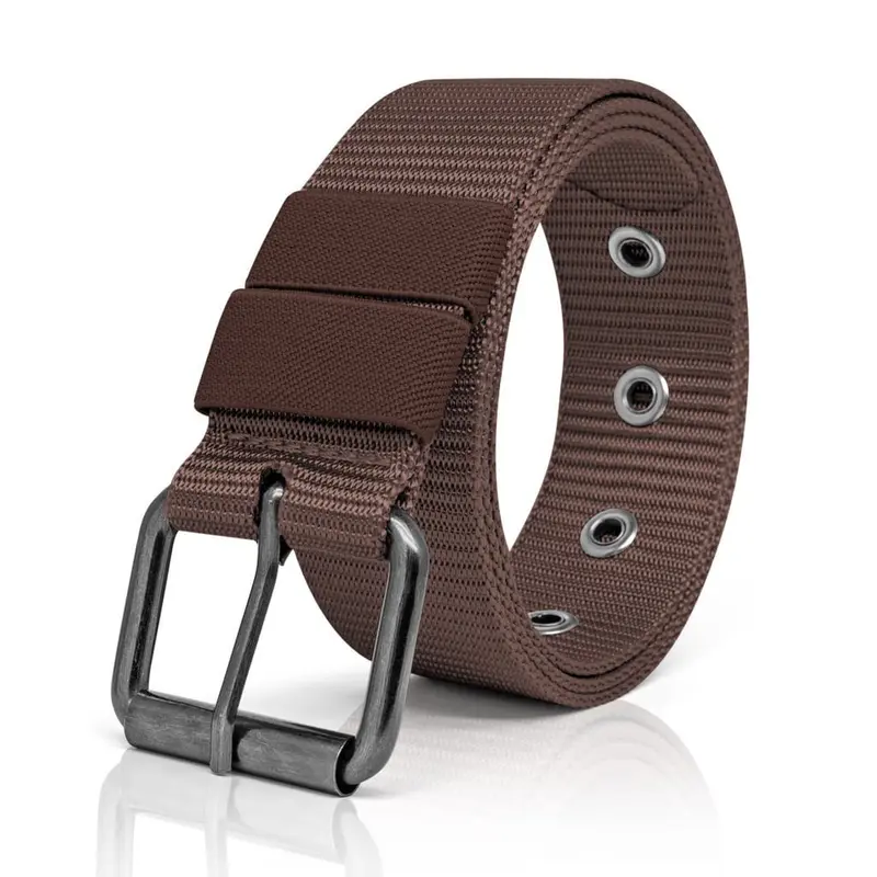 Sabuk Ikat Pinggang Hitam Model Jarum Besi Nylon Canvas Tactikal Dewasa 2