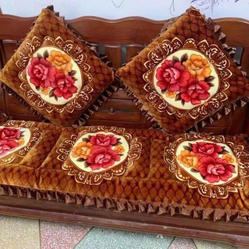 Bộ thảm trải ghế gỗ cao cấp sang trọng chất liệu nỉ nhung giữ ấm tốt dùng trên ghế mây , ghế gỗ , ghế sofa dùng trong gia đình , ngày Tết