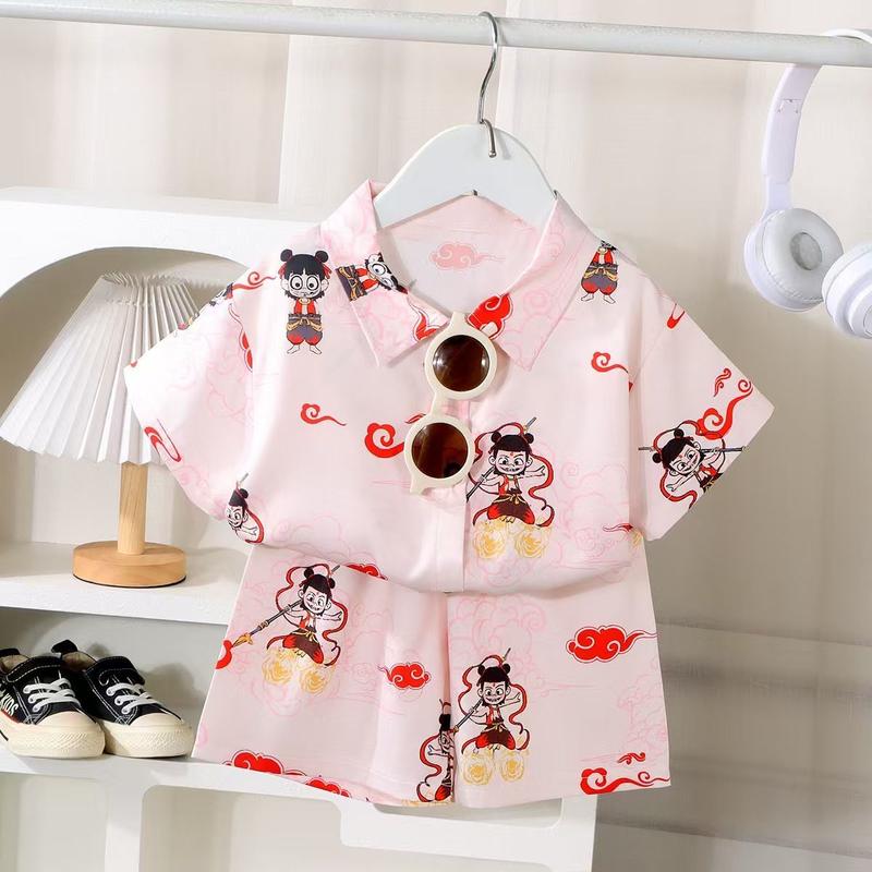 Product Introduction of Bộ Nezha Mùa Hè Cho Trẻ Em, Hàng Mới Về, Bộ Sưu Tập Năm 2025, Dành Cho Bé, Áo Sơ Mi Ngắn Tay Đi Kỳ Nghỉ Quần Đùi Đi Biển Mỏng, Thiết Kế Dễ Thương Và Hợp Xu hướng, Thích Hợp Cho Bé Gái, 7104 Người Được Thu Thập 4