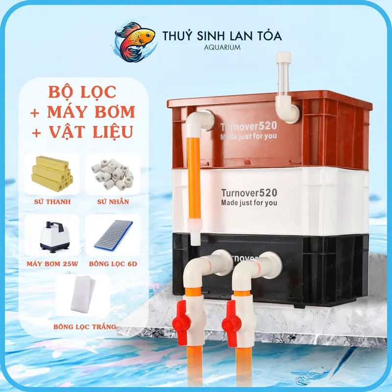 Thùng lọc hồ cá cảnh 3 tầng, baki dàn mưa, đầy đủ ống nối lọc baki lọc bể, vật liệu lọc và máy bơm đi kèm (tuỳ chọn) 2