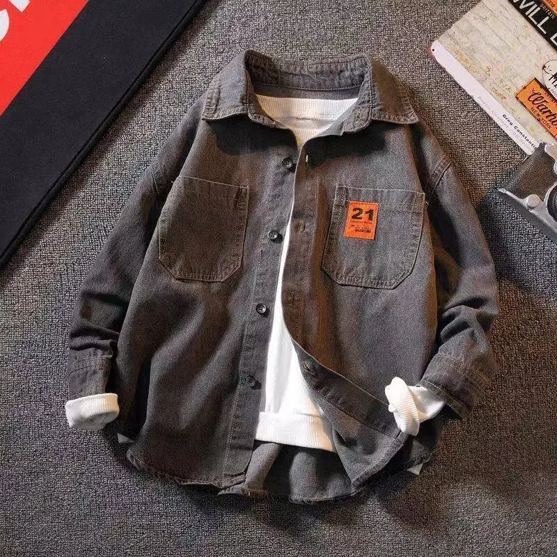 Áo Khoác Trẻ Em, Cỡ Lớn Hơn, Cho Bé Trai, Áo Khoác Quần Jean, Áo Sơ Mi Denim, Áo Khoác, Áo Khoác Dài Tay, Áo Khoác