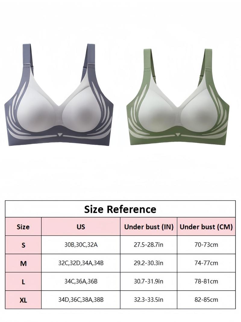 Product Introduction of Women's Colorblock Print Wireless Bra, Seamless Adjustable Strap Push Up Bra, Soft Comfortable Breathable Lingerie for All Seasons 11