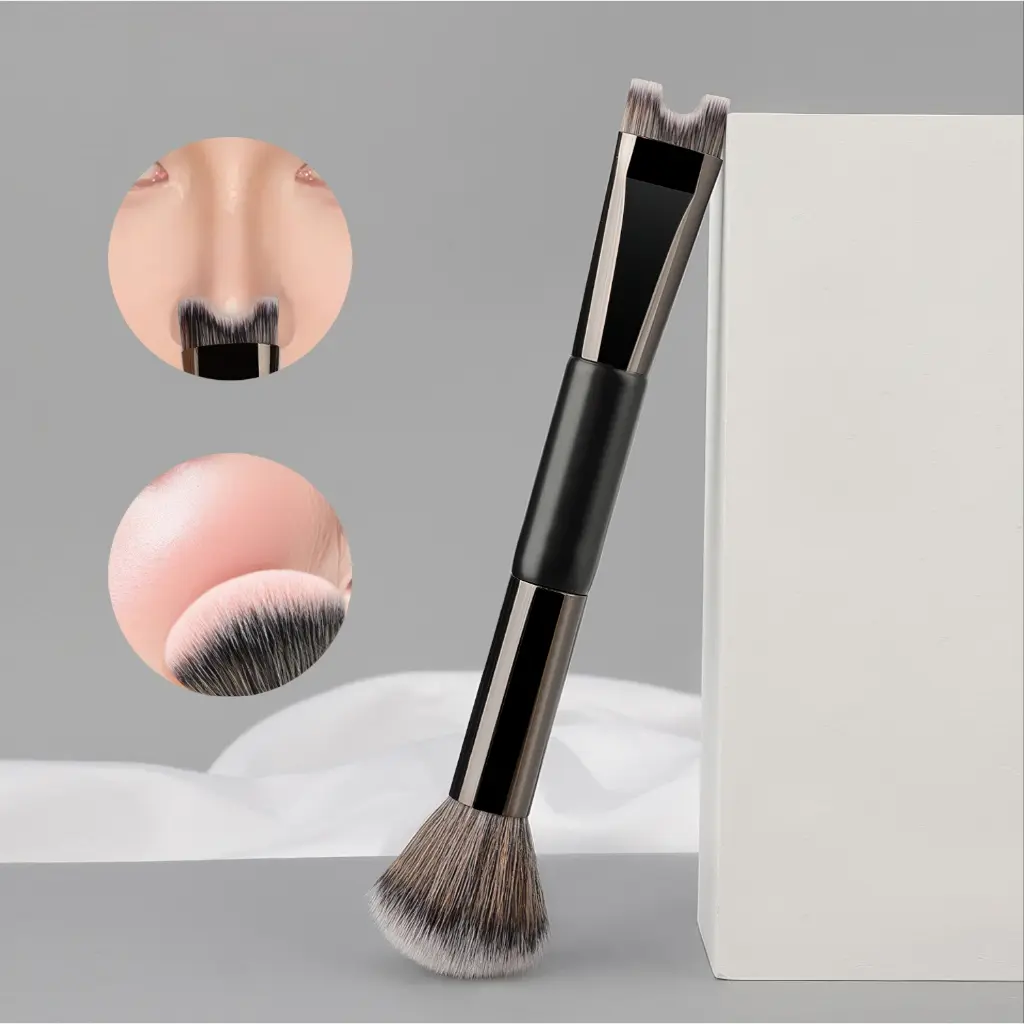 Kuas Makeup 2 IN 1 Brush Powder & Brush Hidung Kontur Makeup Profesional Bulu Lembut BR-4138